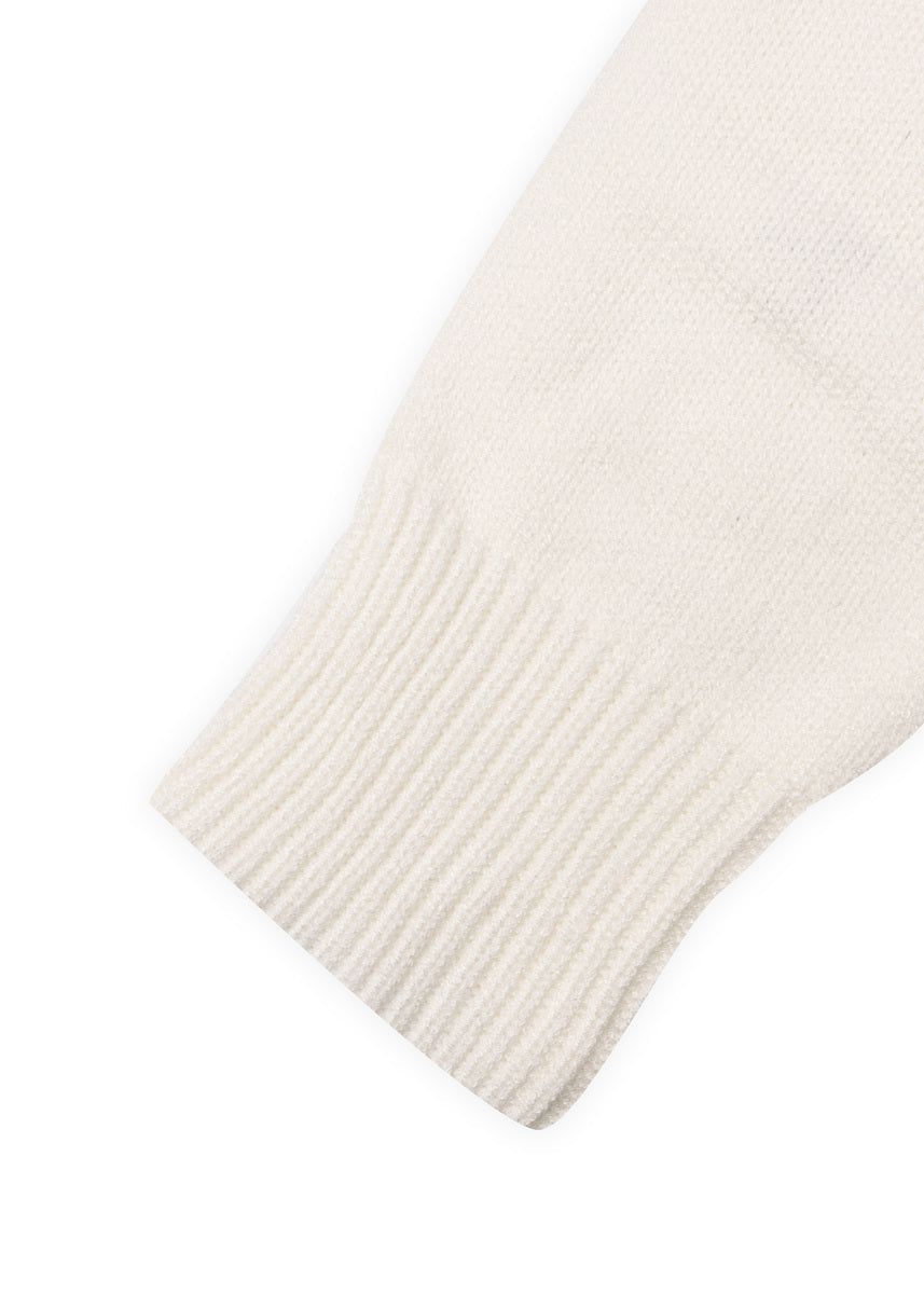 Velvet Bow Open-Front Knit Sweater