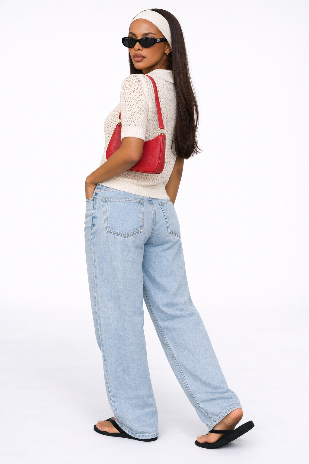 Short-Sleeve Crochet Collared Sweater Top