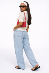 Short-Sleeve Crochet Collared Sweater Top