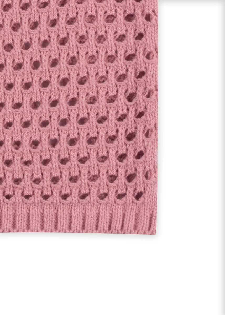 Short-Sleeve Crochet Collared Sweater Top