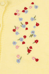 Floral Embroidered Puff-Sleeve Cardigan