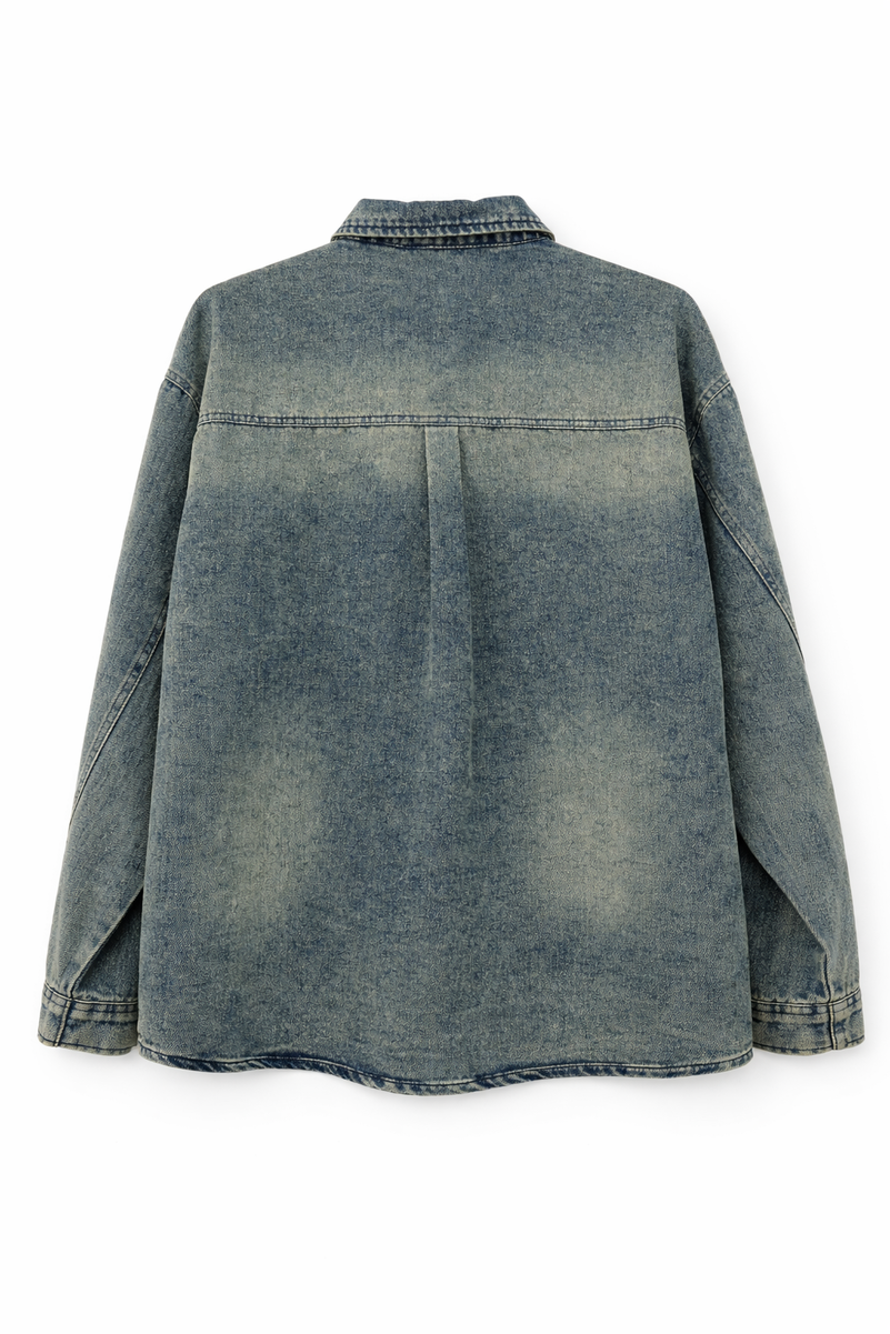 F21 Men Vintage Wash Denim Shirt