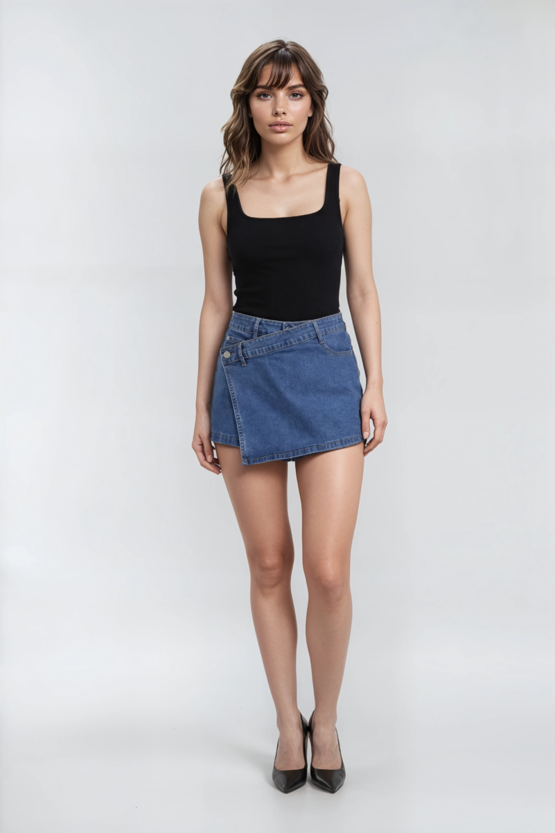 Denim Asymmetrical Skort