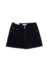 Stretch Denim Shorts with Rhinestones