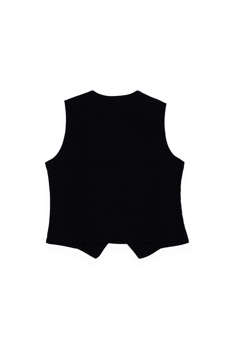 Stretch Denim Vest with Rhinestones