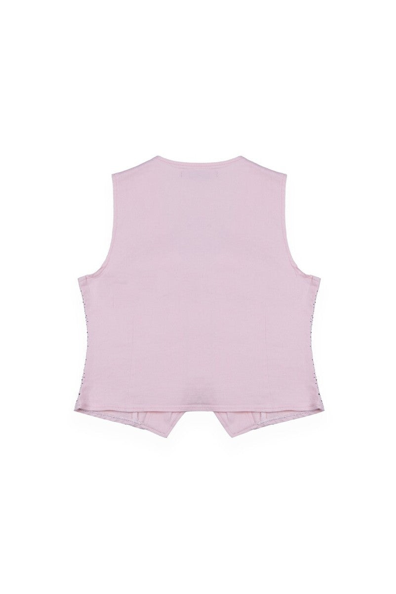 Stretch Denim Vest with Rhinestones