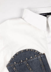 Poplin Faux Denim Corset Shirt