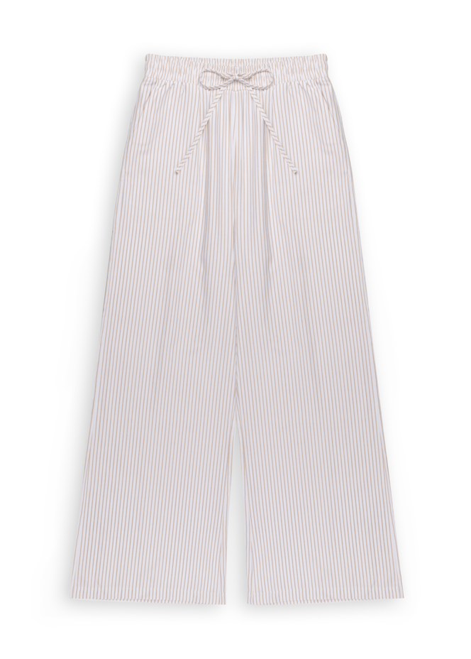 Striped Long Sleeve Shirt and Wide Leg Pants Set