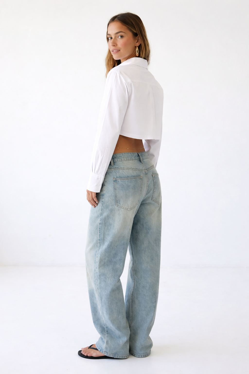 Cropped Button Up Top