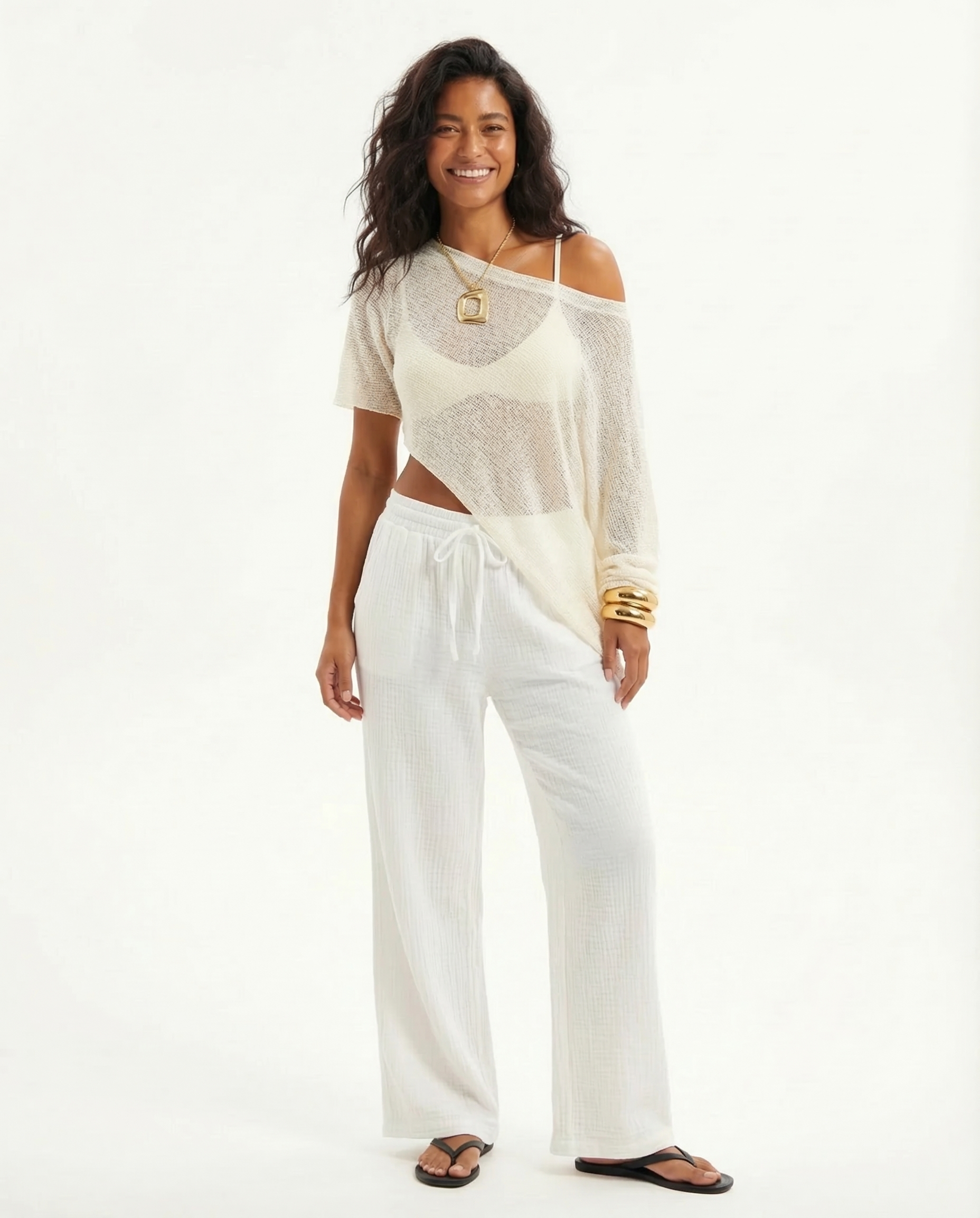 Wide Leg Pull On Pants