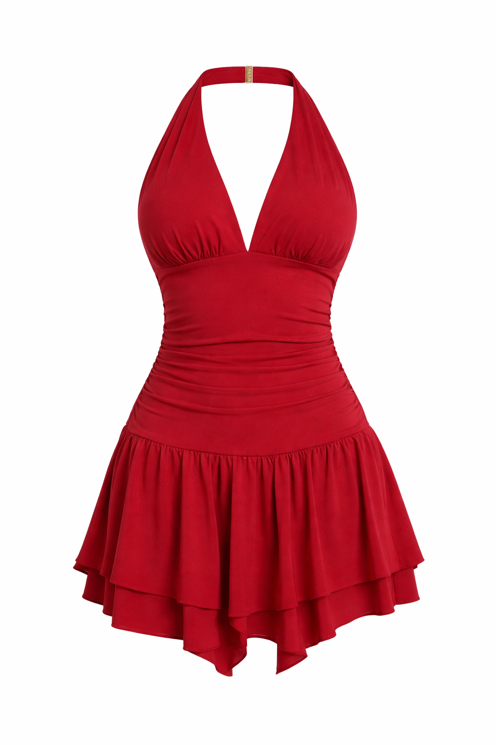 Handkerchief Hem Halter Mini Dress