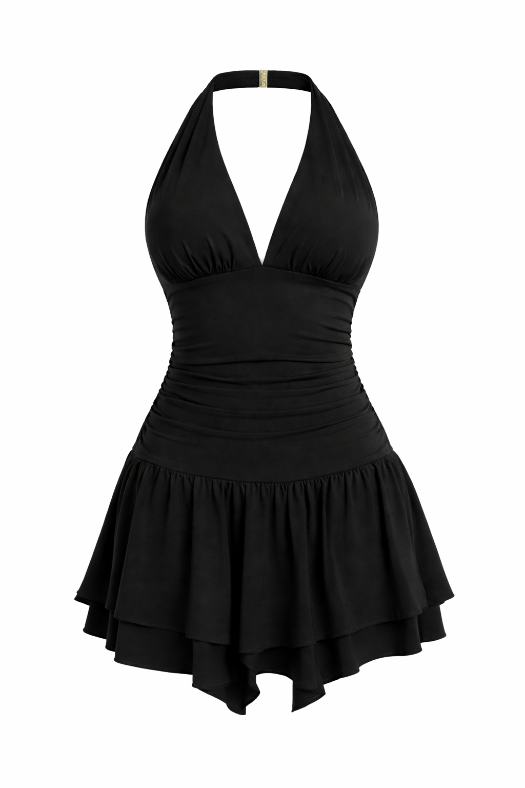 Handkerchief Hem Halter Mini Dress