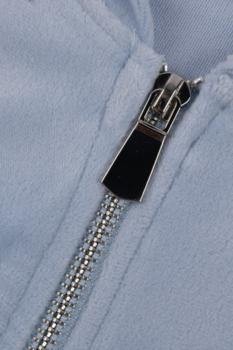 Velour Zip-Front Hoodie & Pant Set