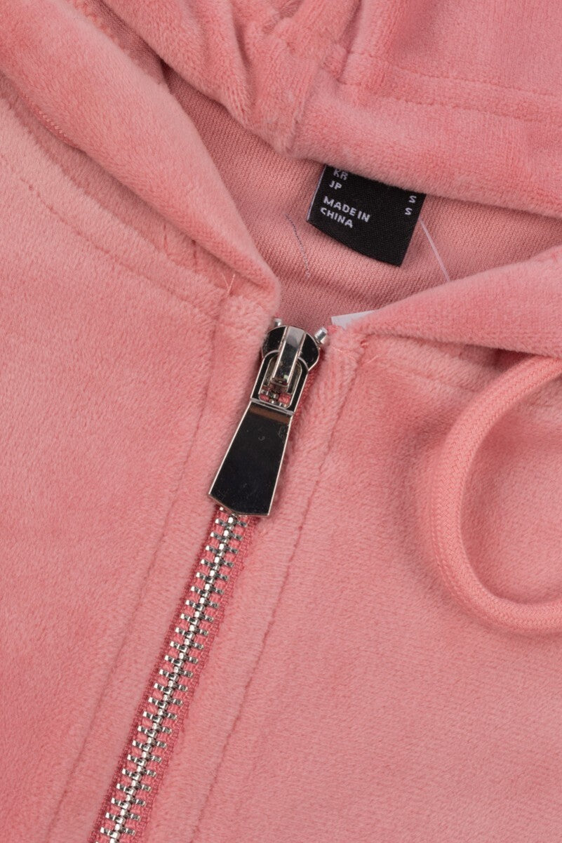 Velour Zip-Front Hoodie & Pant Set