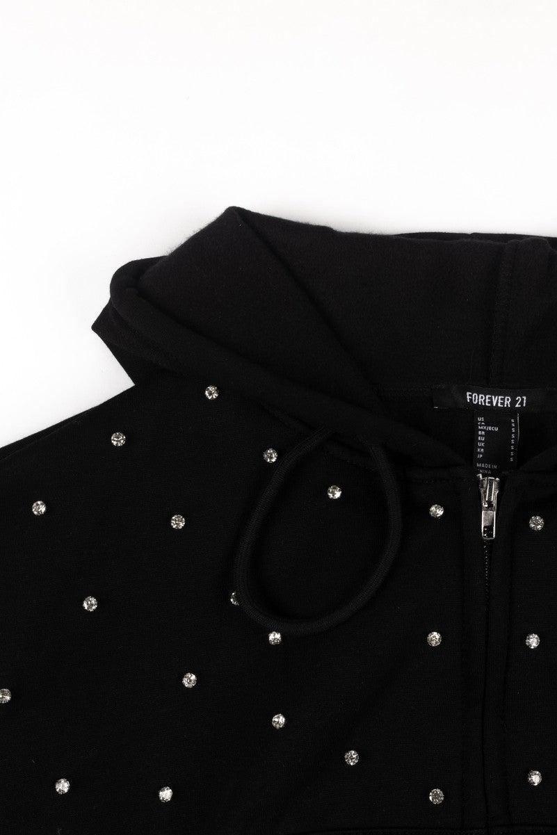 Cropped Embellished Hoodie