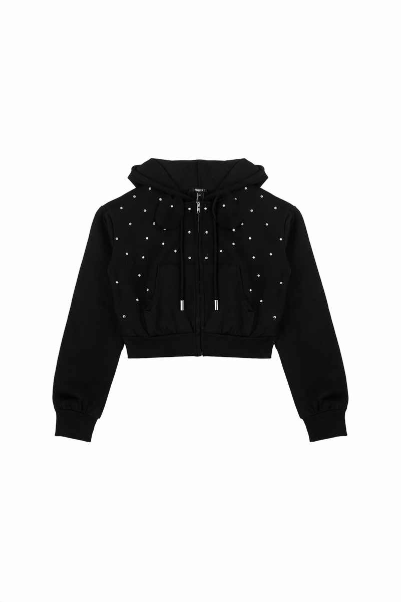Cropped Embellished Hoodie