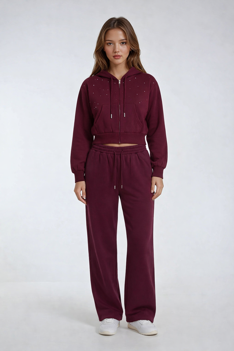 Cropped Embellished Hoodie