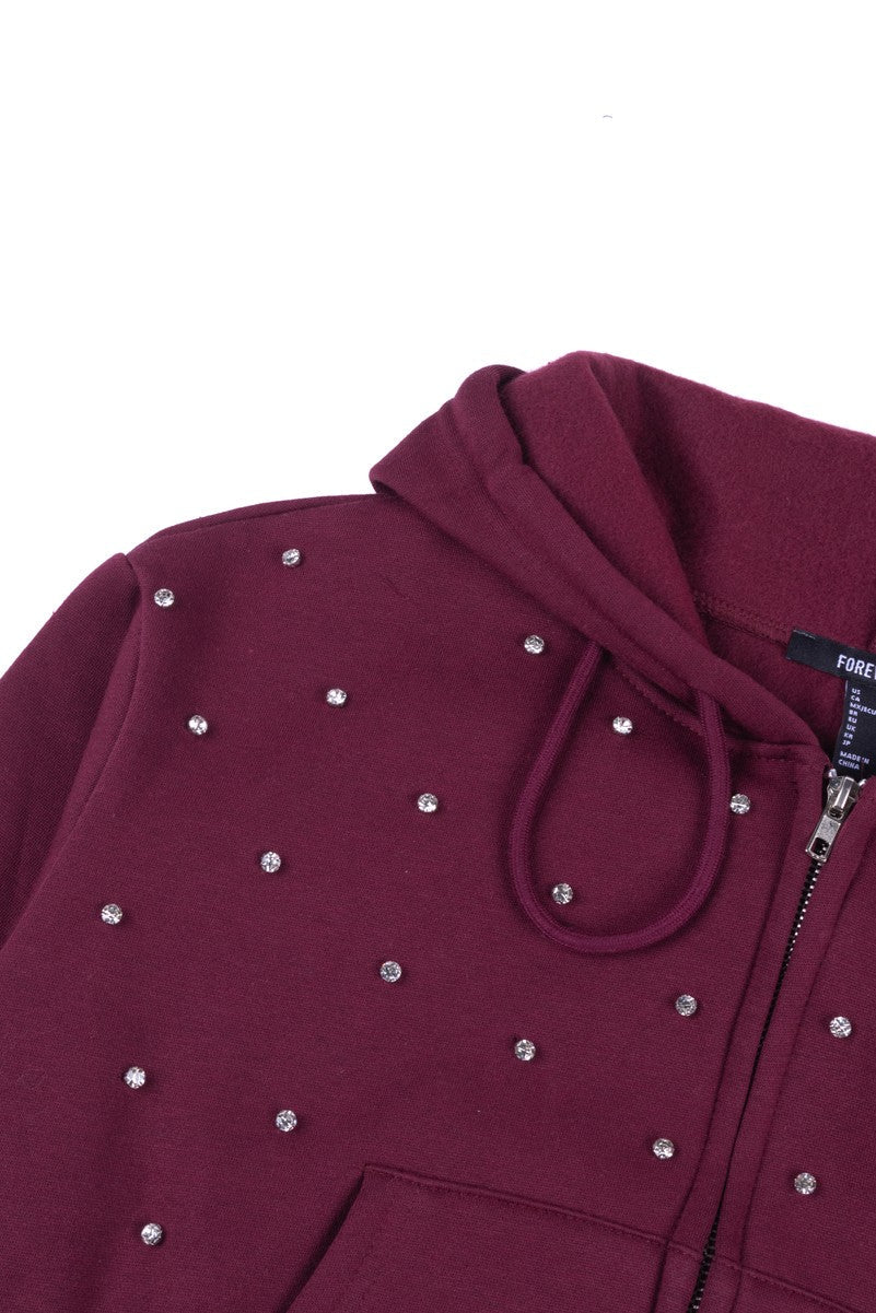 Cropped Embellished Hoodie