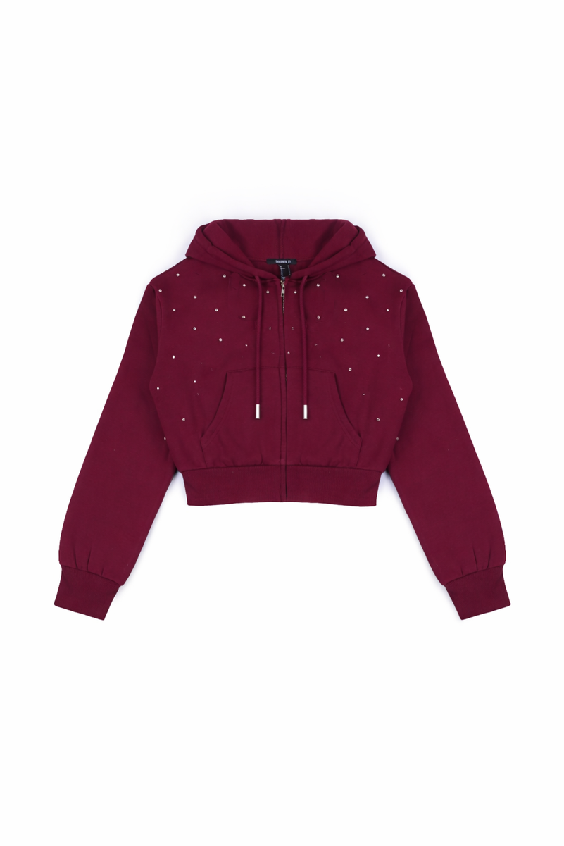 Cropped Embellished Hoodie