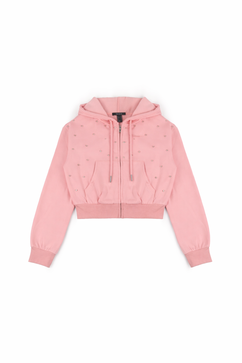 Cropped Embellished Hoodie