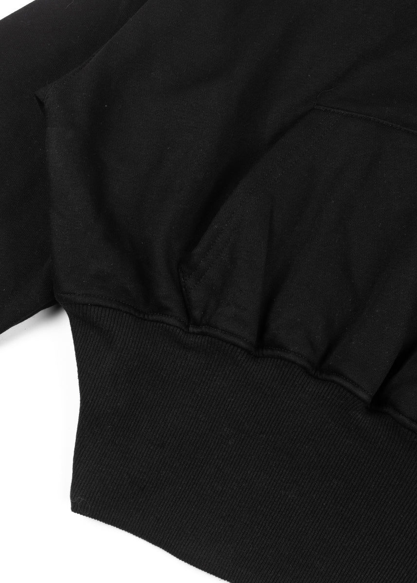 Cropped Lace-Lined Hood & Embroidered-Bow Hoodie