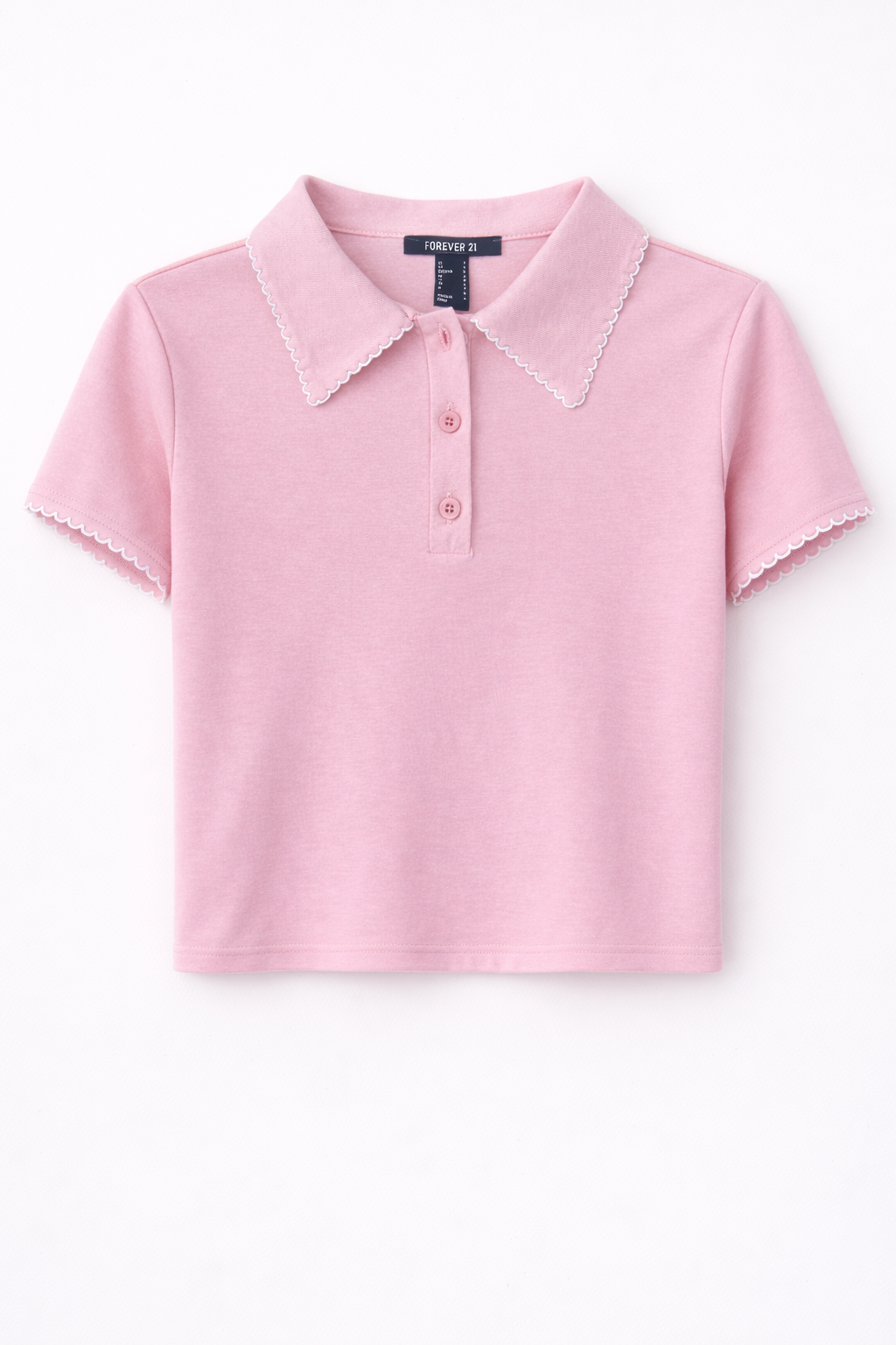 Scalloped Edge Short Sleeve Polo Shirt