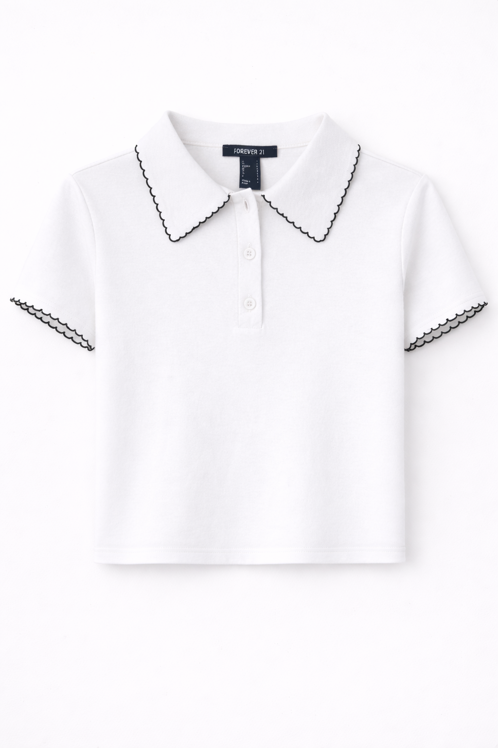 Scalloped Edge Short Sleeve Polo Shirt