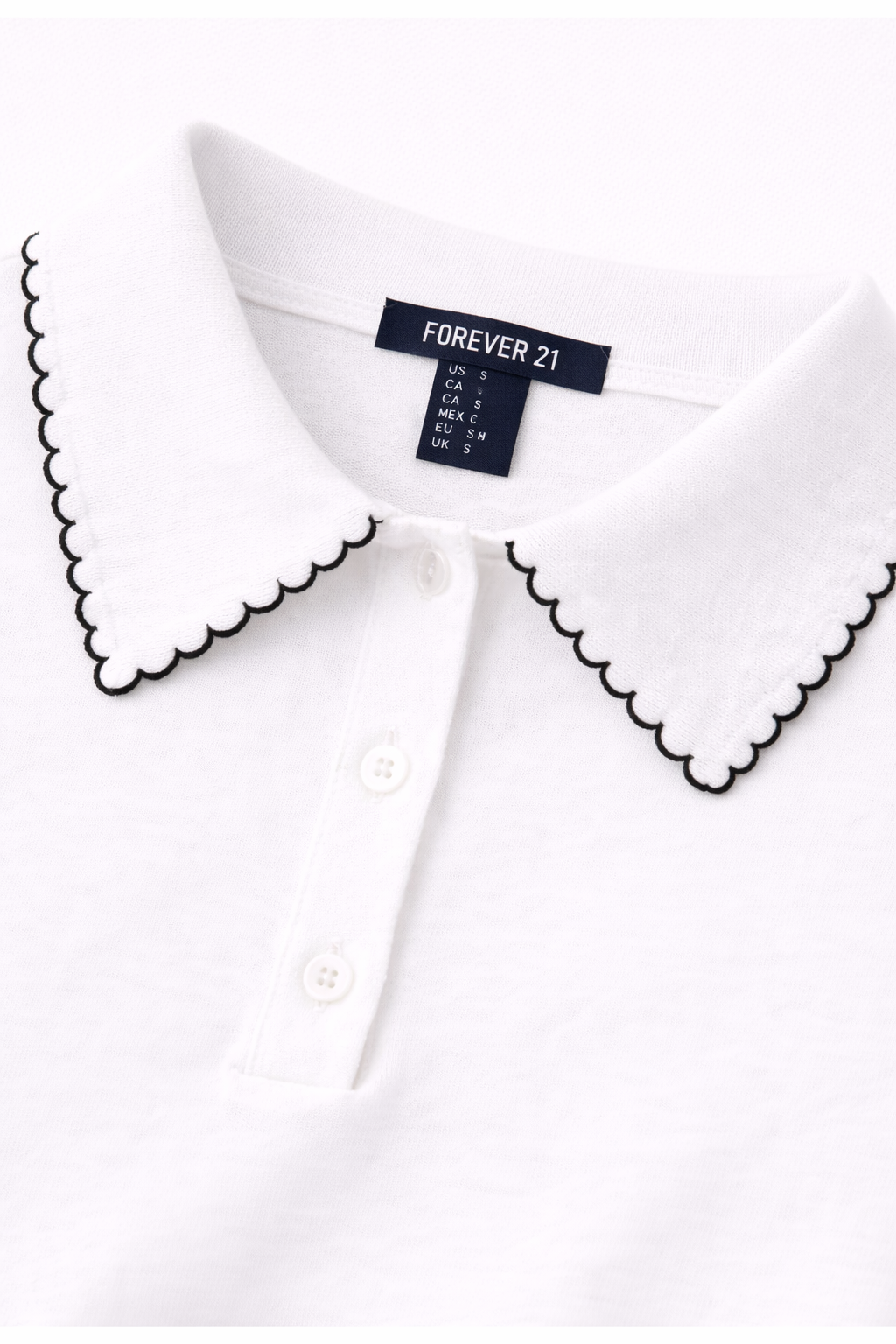 Scalloped Edge Short Sleeve Polo Shirt