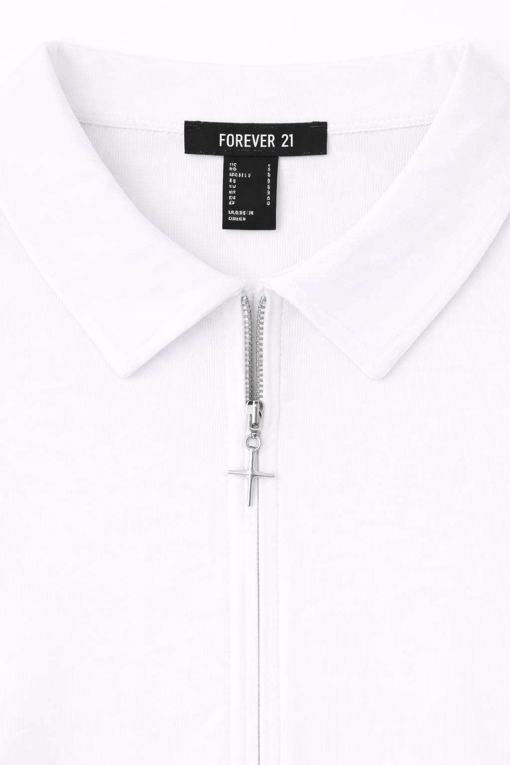 Double Zip Front Short Sleeve Collared Top
