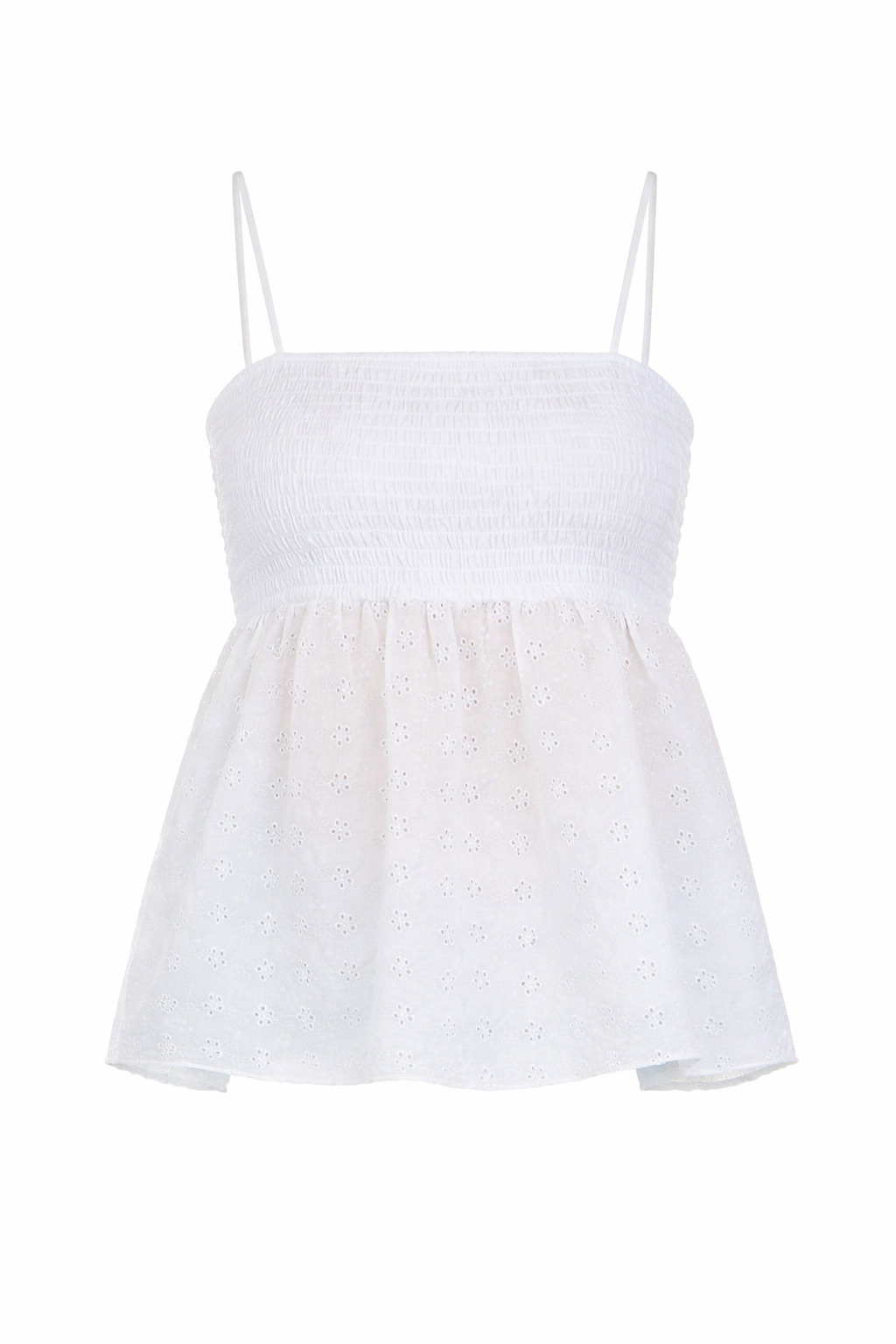 Eyelet Peplum Tank Top