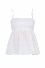 Eyelet Peplum Tank Top