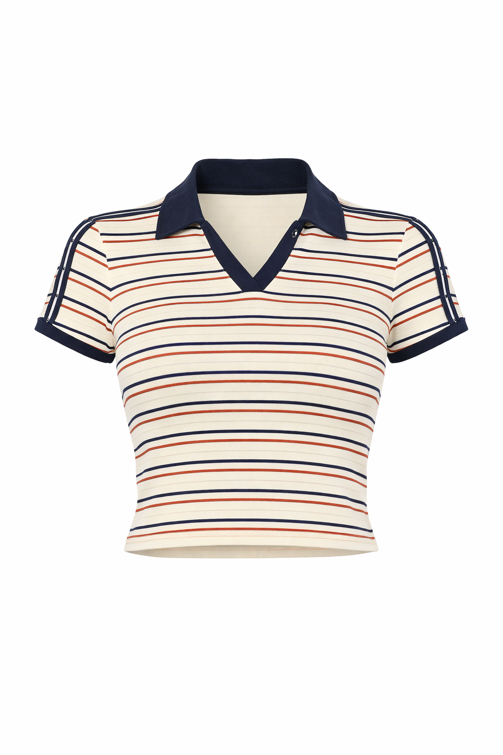 Striped Collared Short Sleeve Top
