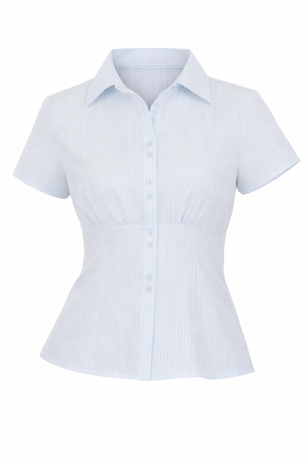 Fitted Short Sleeve Striped Blouse