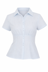 Fitted Short Sleeve Striped Blouse