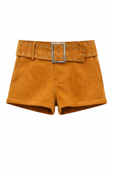 Faux Suede Belted Micro Shorts