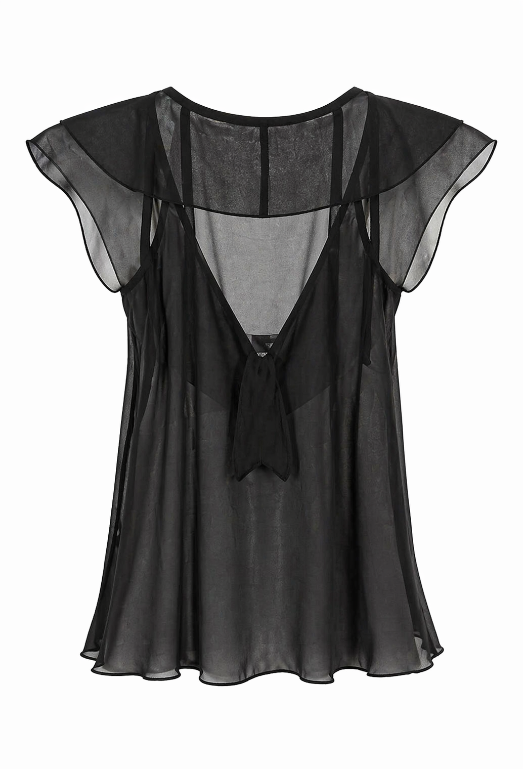 Sheer Ruffled Tank Top