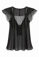 Sheer Ruffled Tank Top
