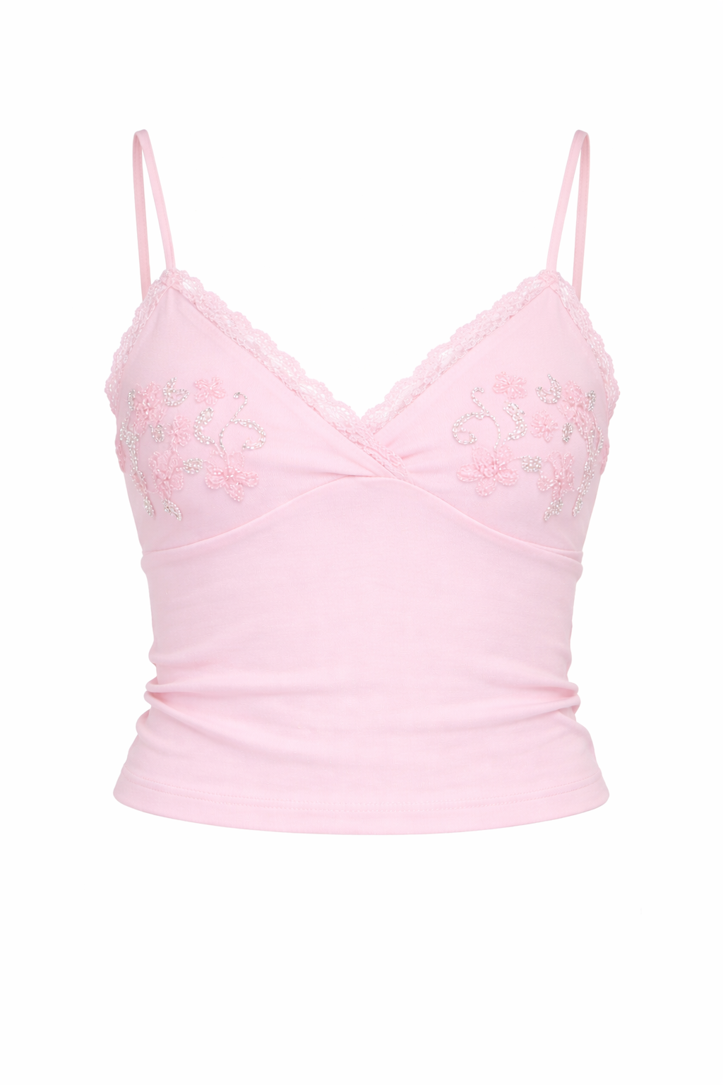 Beaded Lace Trim Tank Top