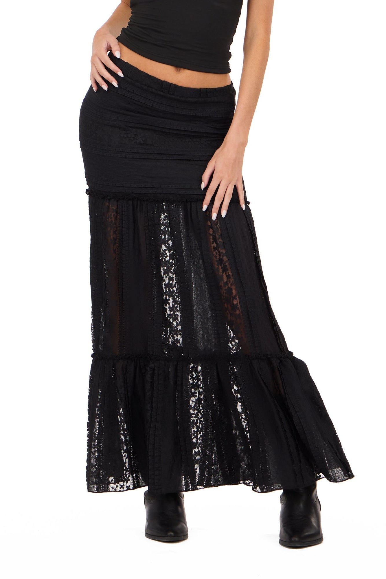Sheer Lace Maxi Skirt