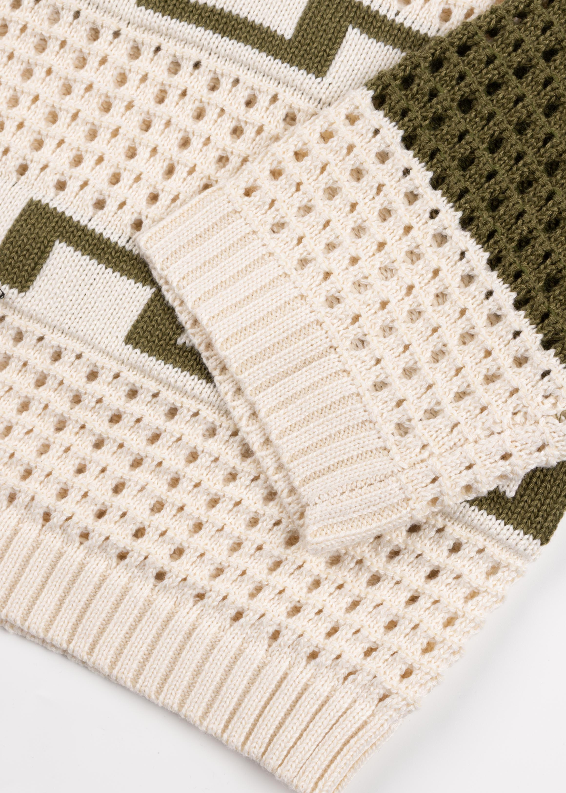 Crochet Stripe Button Front Cardigan
