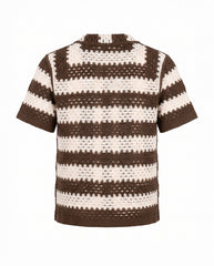 Crochet Stripe Button Down Shirt