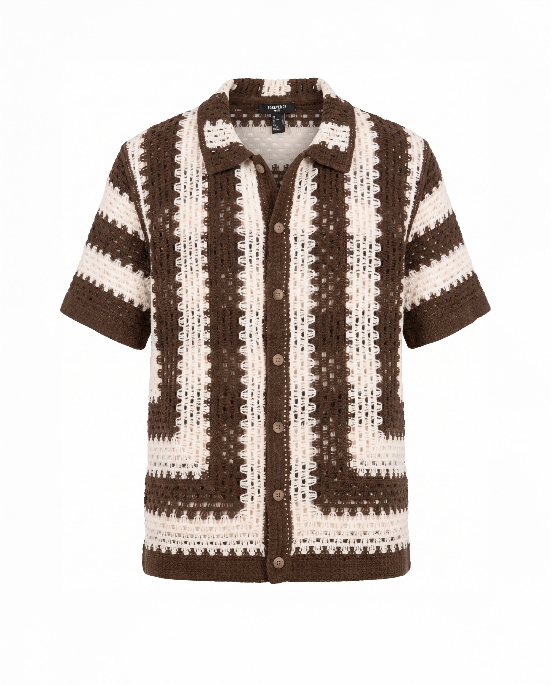 Crochet Stripe Button Down Shirt