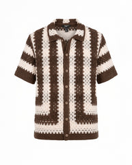 Crochet Stripe Button Down Shirt