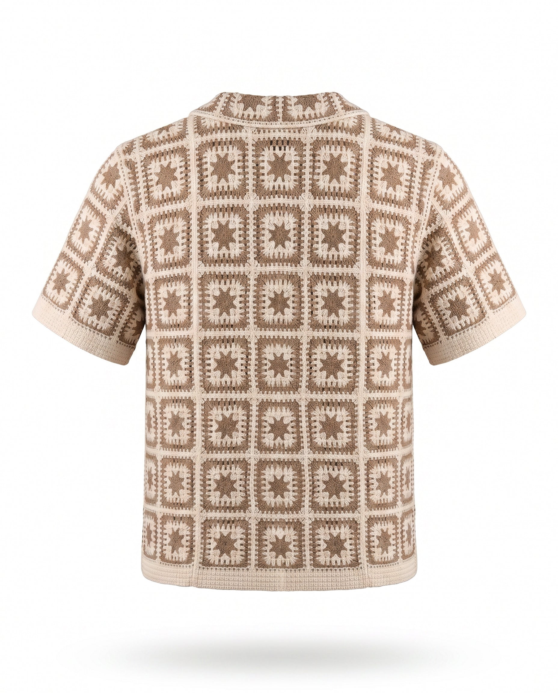 Crochet Short Sleeve Button Down Shirt