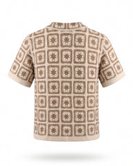 Crochet Short Sleeve Button Down Shirt
