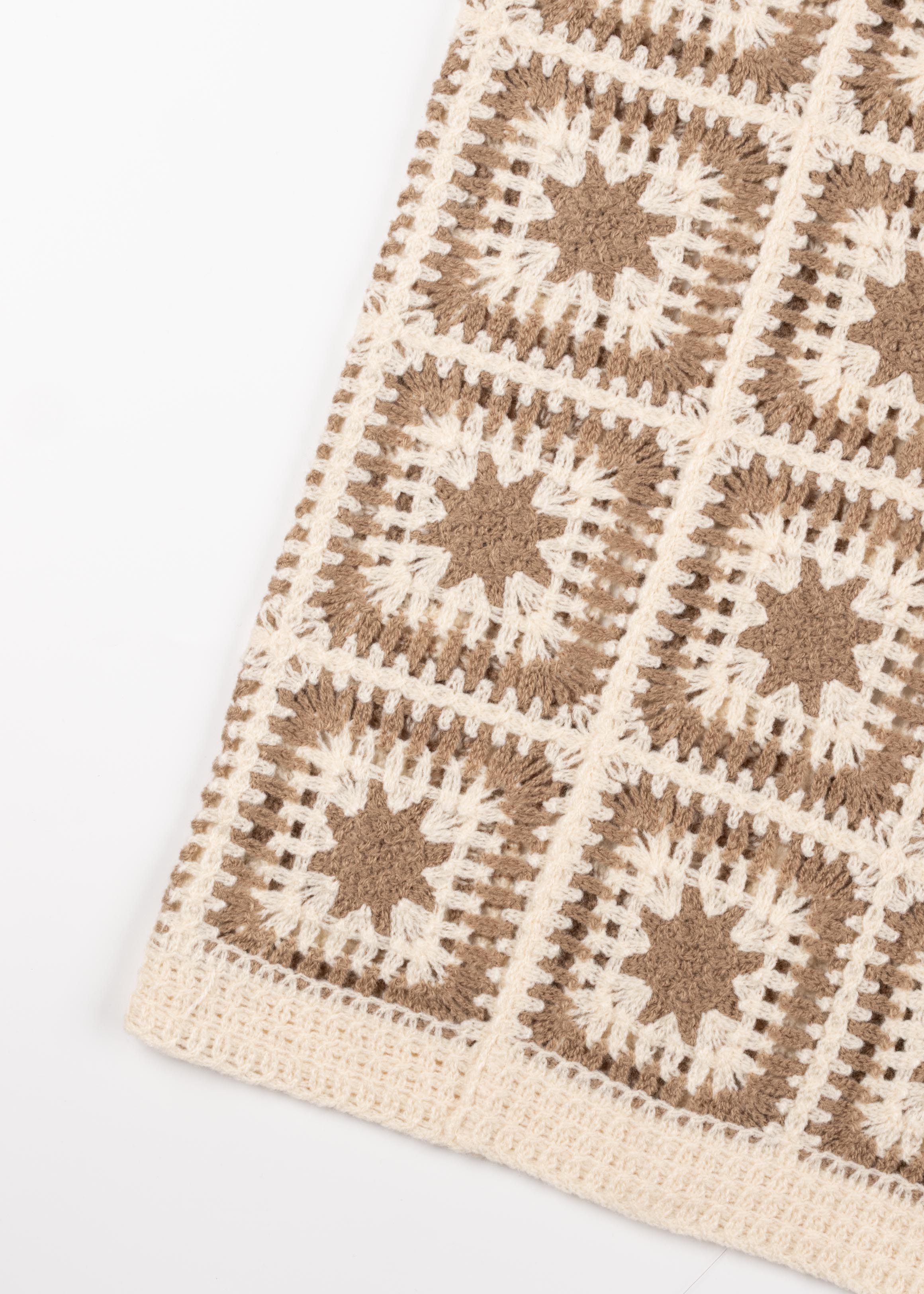 Crochet Short Sleeve Button Down Shirt
