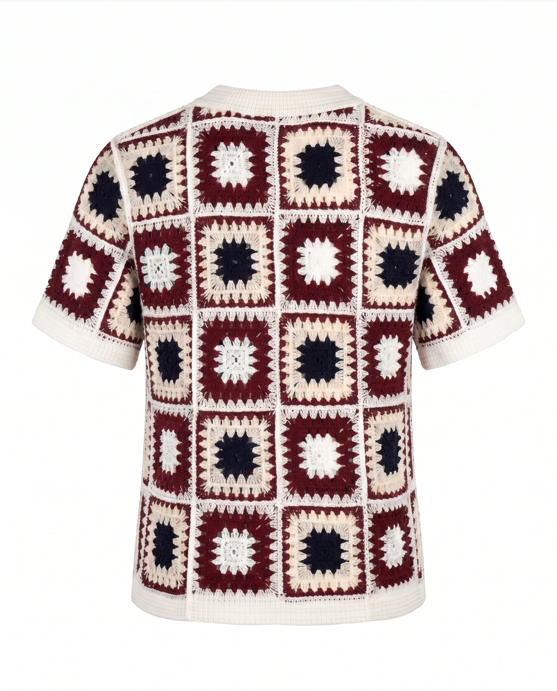 Crochet Short Sleeve Button Down Shirt