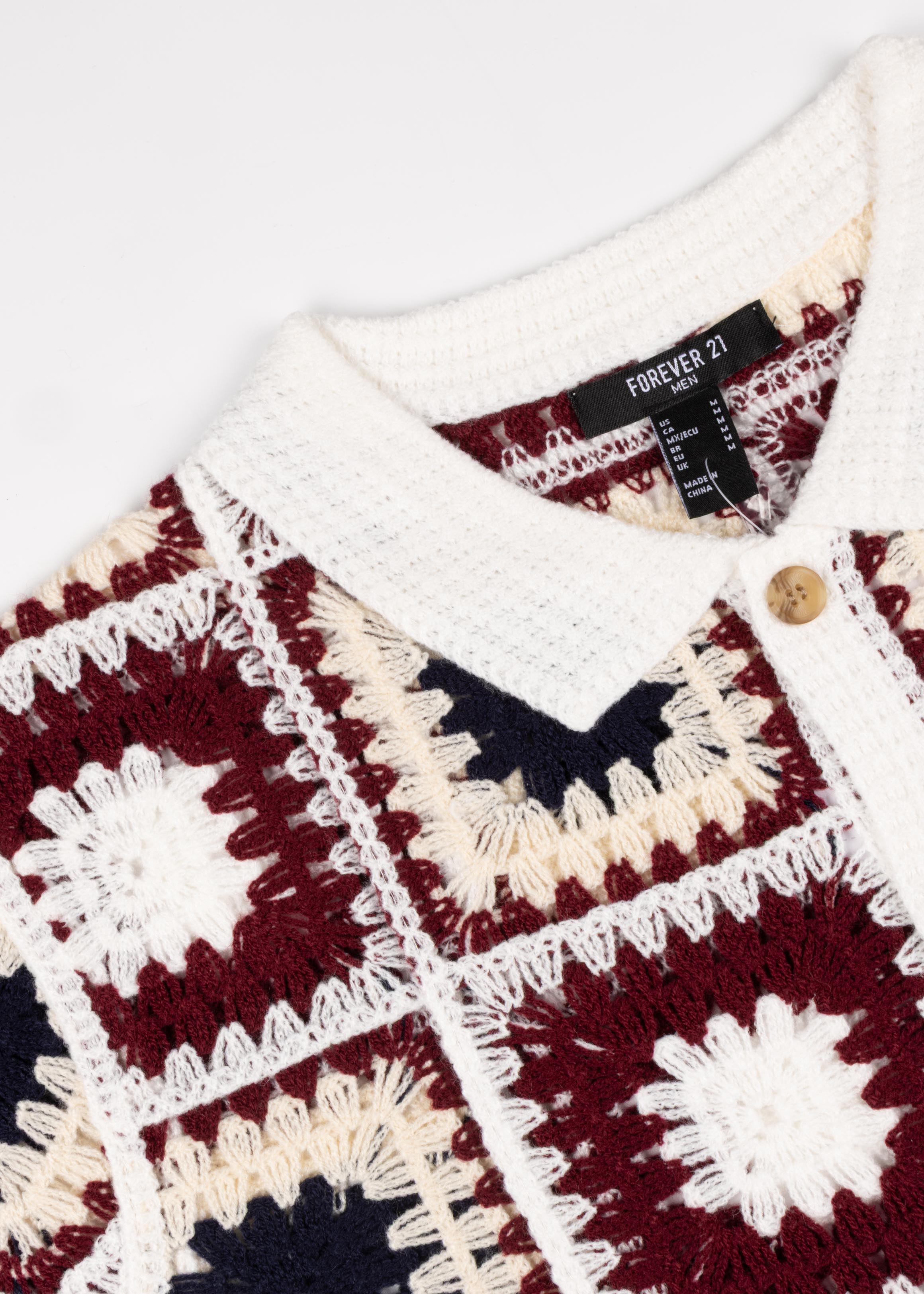 Crochet Short Sleeve Button Down Shirt