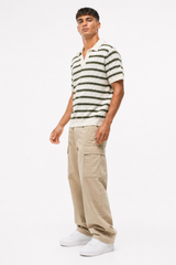 Striped Knit Polo Shirt