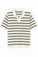 Striped Knit Polo Shirt
